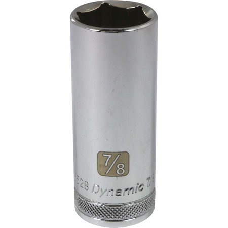 DYNAMIC Tools 1/2" Drive 6 Point SAE, 7/8" Deep Length, Chrome Finish Socket D016528